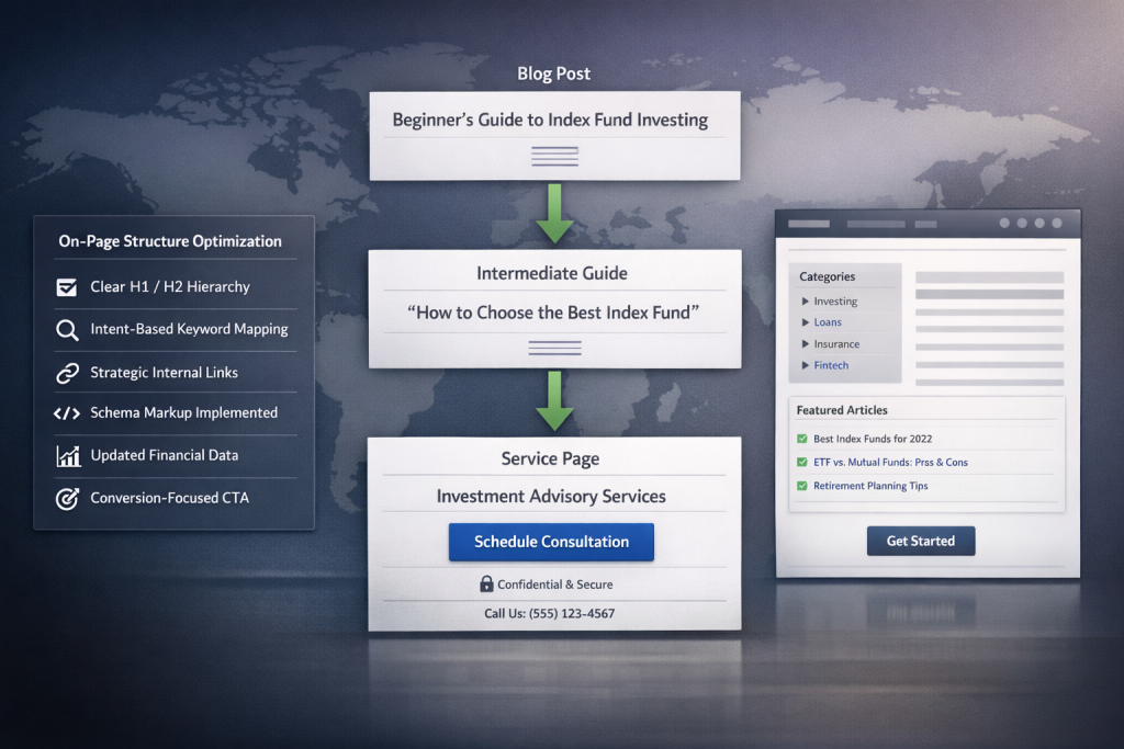 Optimized content hierarchy for finance websites