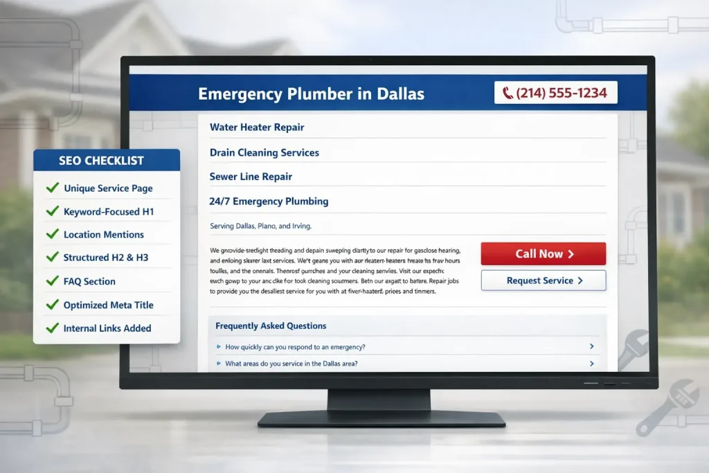 on page SEO for ranking your plumbing site