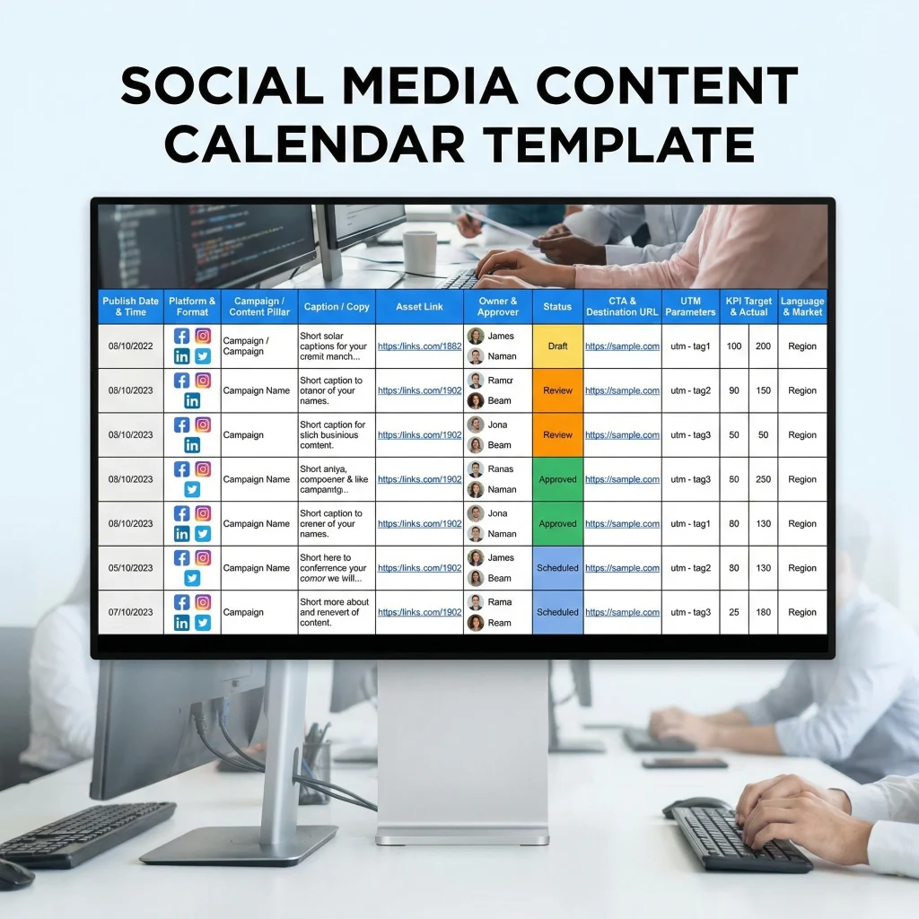 Social Media Content Calendar Template