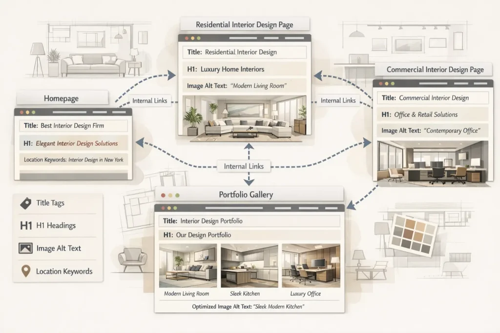 content structure for a interior design website
