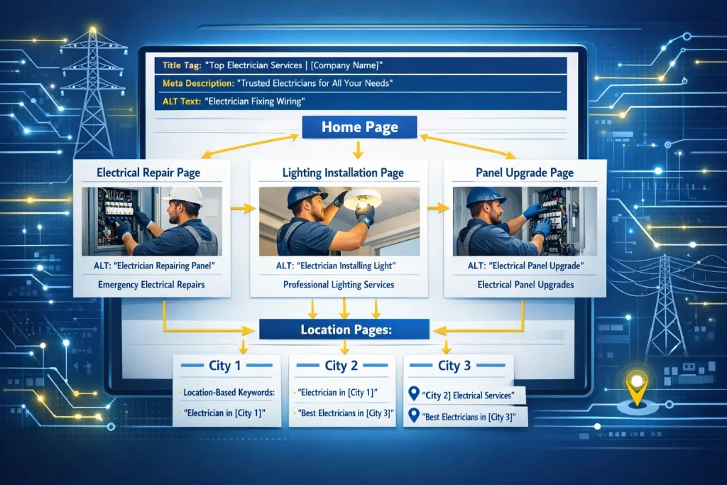 on page optimized content structure for Electrician service website