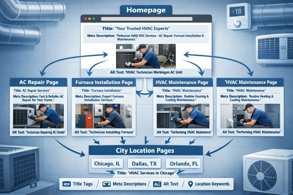 on page optimized content structure for HVAC service sites