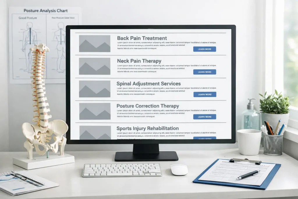 optimized page structure for on chiropractor service website