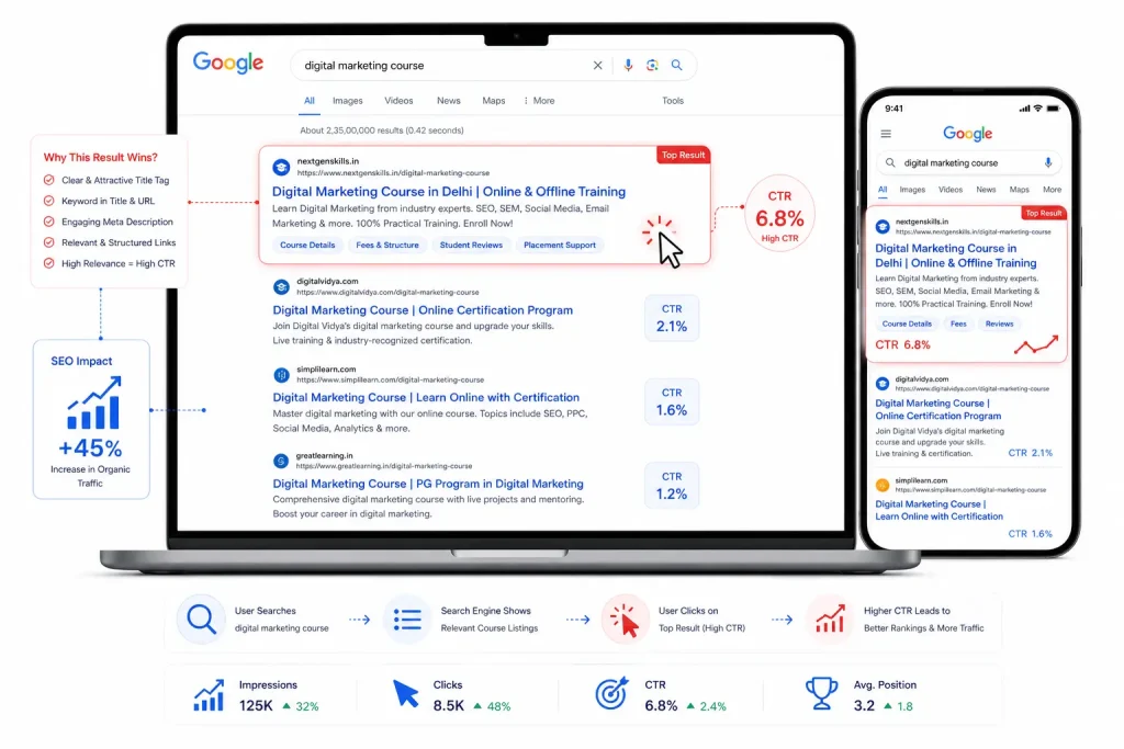 How to Improve Organic CTR for Course Pages