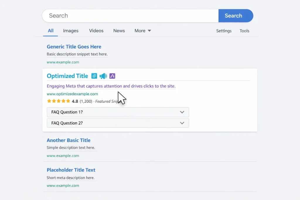SERP interface showing CTR improvement