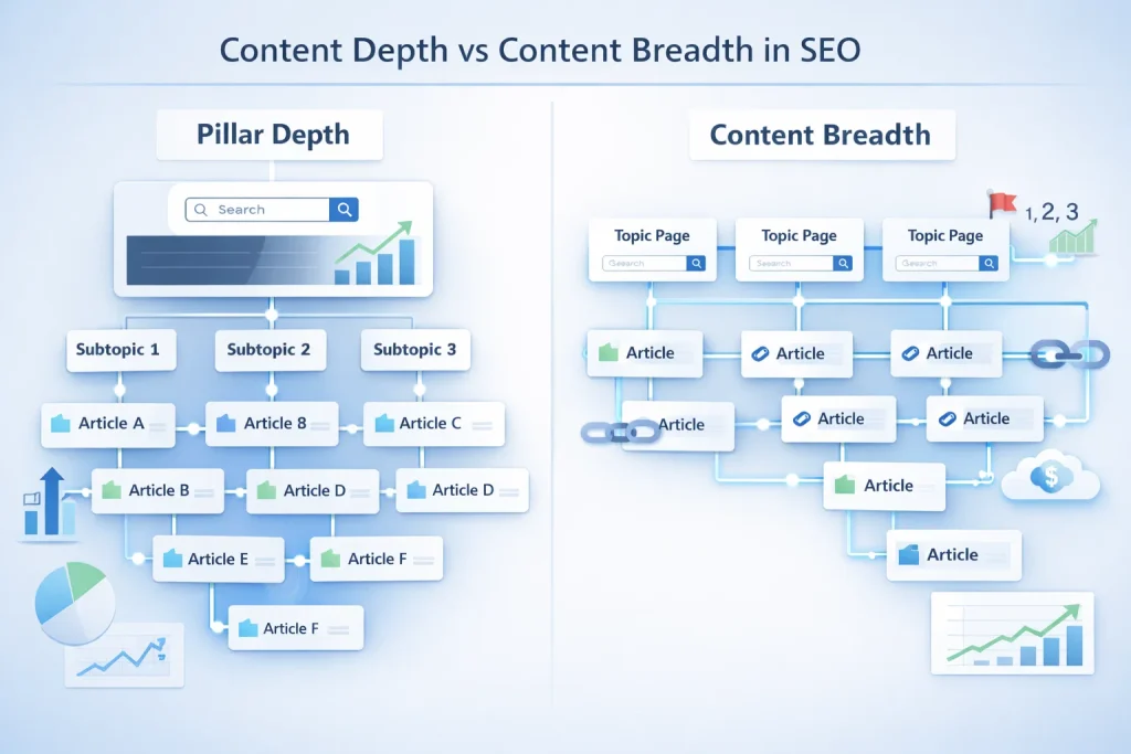 content depth vs breadth in SEO